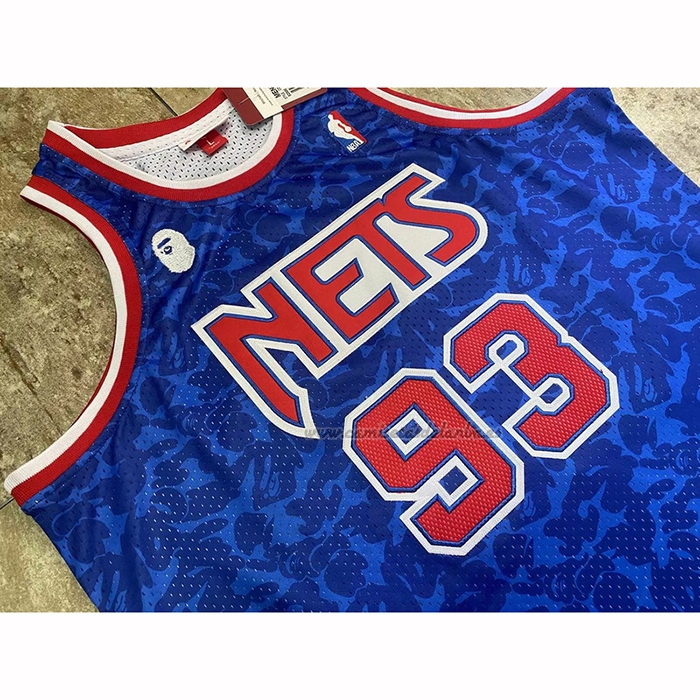 Camiseta Brooklyn Nets Bape NO 93 Hardwood Classic Azul